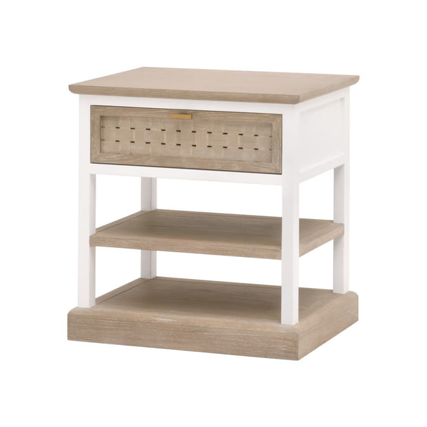 Essentials For Living Weave 1-Drawer Side Table~ Smoke Gray Oak, White Painted Oak
