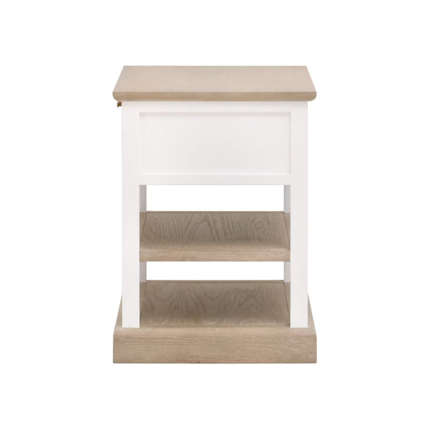 Essentials For Living Weave 1-Drawer Side Table~ Smoke Gray Oak, White Painted Oak