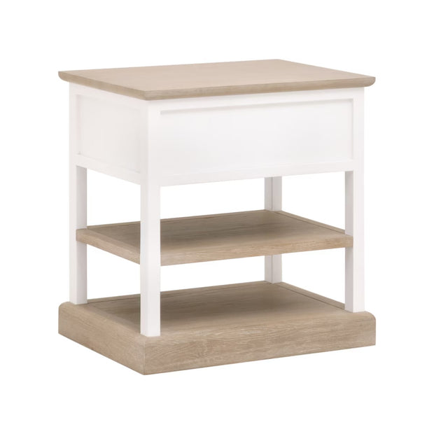 Essentials For Living Weave 1-Drawer Side Table~ Smoke Gray Oak, White Painted Oak