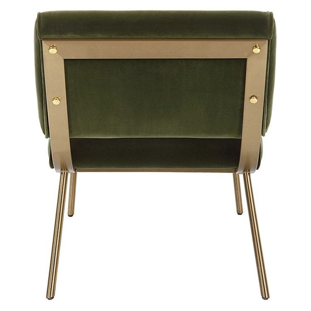 Uttermost Knoll Olive Green Velvet Mid Century Modern Accent Chair