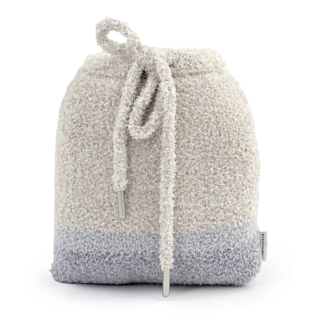 Kashwere Montecito Socks Set of 2 Fog and Oyster With Drawstring Pouch Kash Lounge