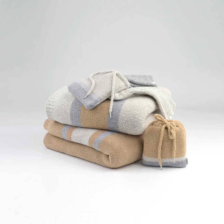 Kashwere Montecito Socks Set of 2 Honey and Oyster With Drawstring Pouch Kash Lounge
