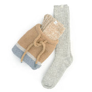 Kashwere Montecito Socks Set of 2 Honey and Oyster With Drawstring Pouch Kash Lounge