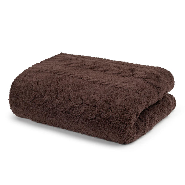 Kashwere Lounge Ultra Soft Walnut Wide Cable Knit Cozy Throw