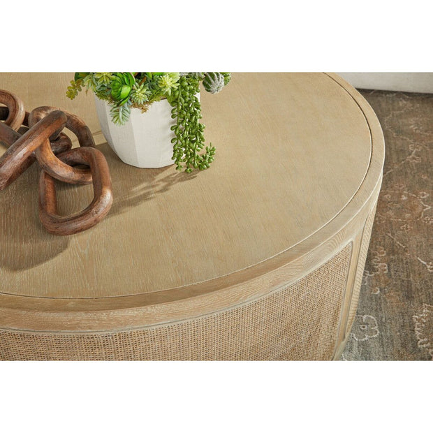 Essentials For Living Cane Coffee Table ~ Smoke Gray Oak, Smoke Gray Cane