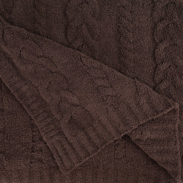 Kashwere Lounge Ultra Soft Walnut Wide Cable Knit Cozy Throw