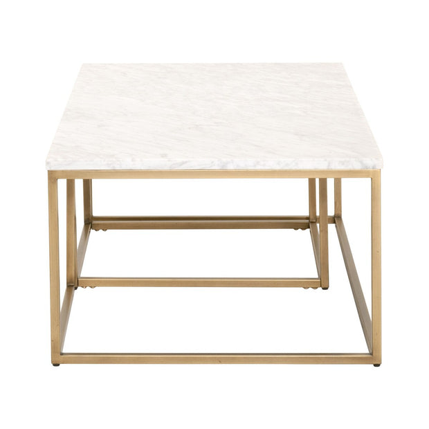 Essentials For Living Carrera Nesting Coffee Table ~ White Carrera Marble, Brushed Gold