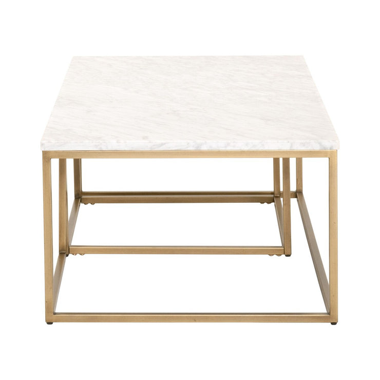 Essentials For Living Carrera Nesting Coffee Table ~ White Carrera Marble, Brushed Gold