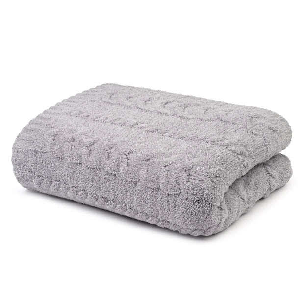 Kashwere Lounge Ultra Soft Fog Heathered Wide Cable Knit Cozy Throw