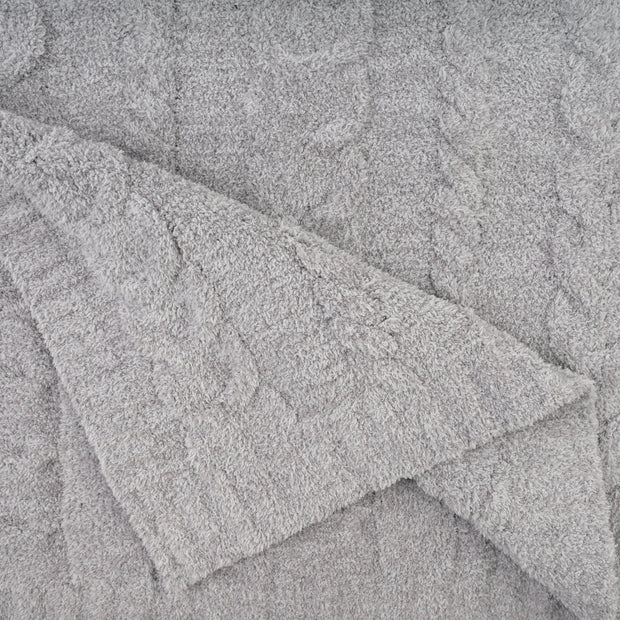 Kashwere Lounge Ultra Soft Fog Heathered Wide Cable Knit Cozy Throw
