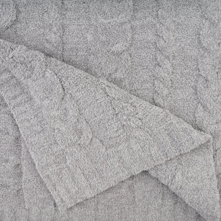 Kashwere Lounge Ultra Soft Fog Heathered Wide Cable Knit Cozy Throw