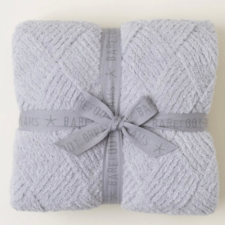 Barefoot Dreams CozyChic Oyster Diamond Weave Throw Blanket