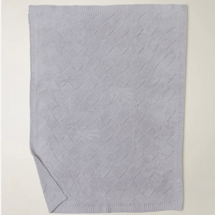 Barefoot Dreams CozyChic Oyster Diamond Weave Throw Blanket