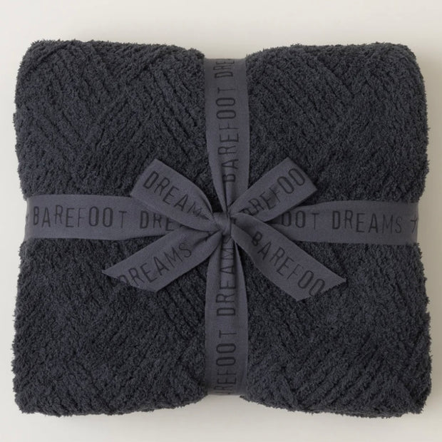 Barefoot Dreams CozyChic Carbon Diamond Weave Throw Blanket
