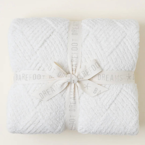 Barefoot Dreams CozyChic Cream Diamond Weave Throw Blanket ~ SALE~ LIMITED QUANTITIES
