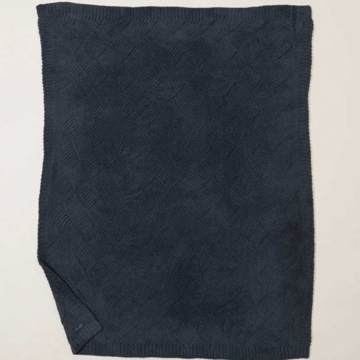 Barefoot Dreams CozyChic Slate Blue Diamond Weave Throw Blanket