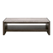 Essentials For Living Linnea Coffee Table ~ Burnished Brown Acacia, Gray Travertine