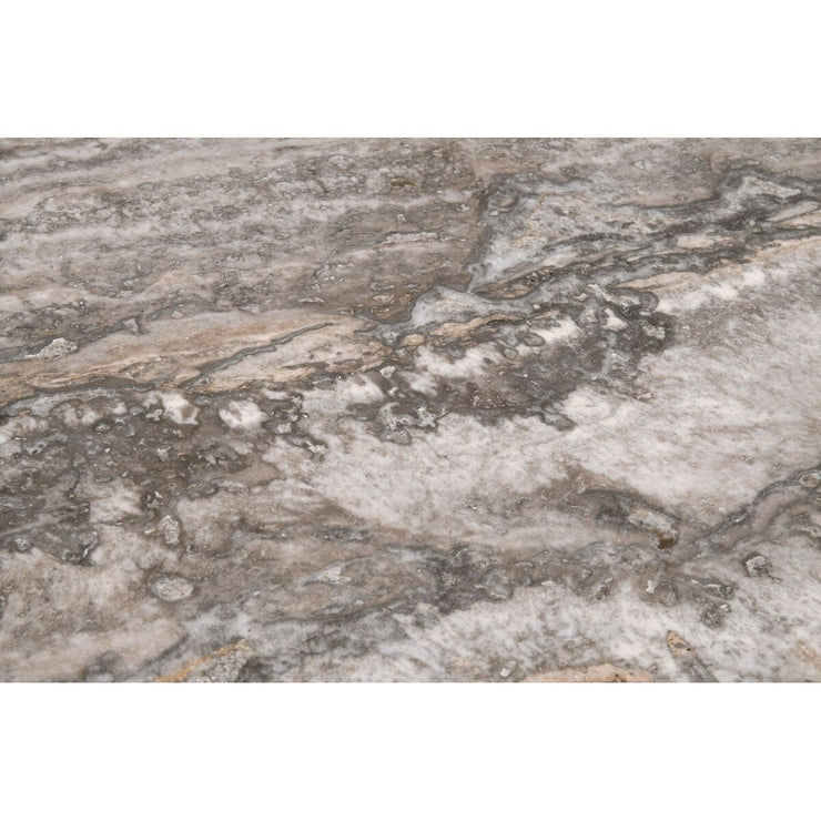 Essentials For Living Linnea Coffee Table ~ Burnished Brown Acacia, Gray Travertine
