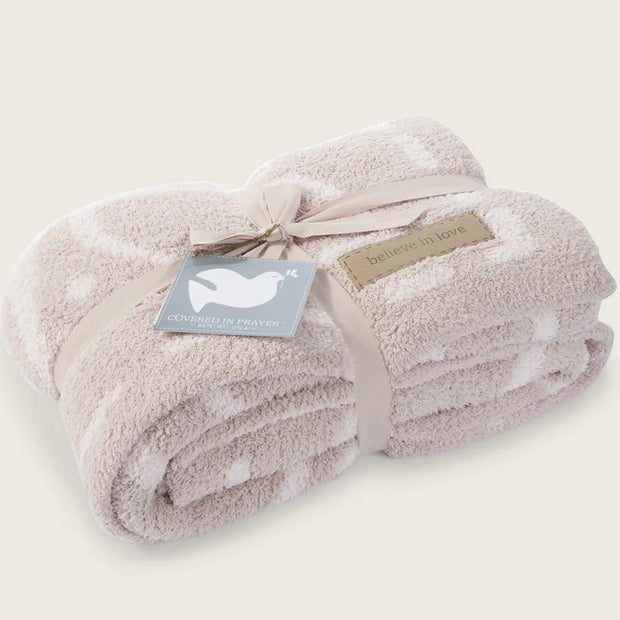 Barefoot Dreams CozyChic Covered in Prayer Throw Blanket ~ Blush and Pink Believe in Love