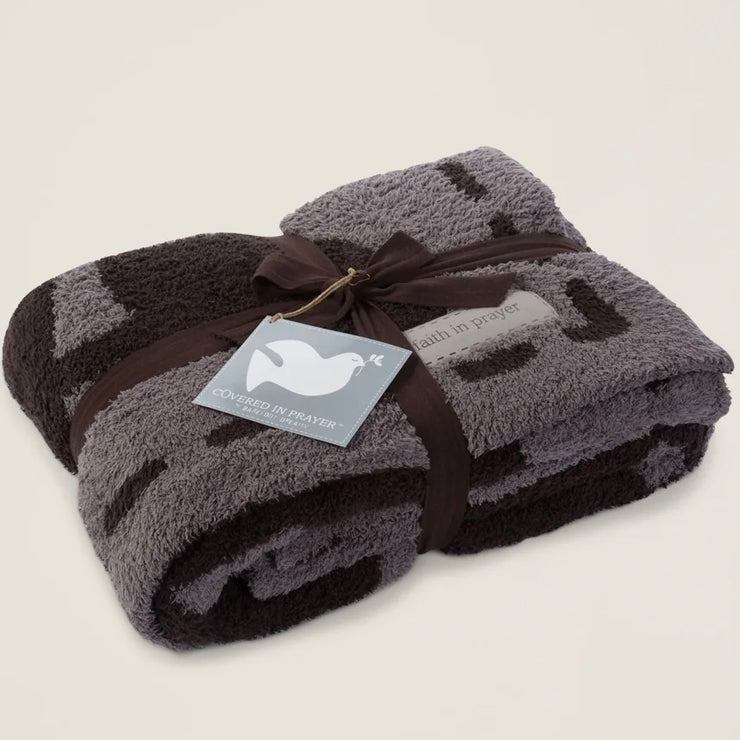 Barefoot Dreams CozyChic Covered in Prayer Throw Blanket ~ Charcoal and Espresso Faith in Prayer