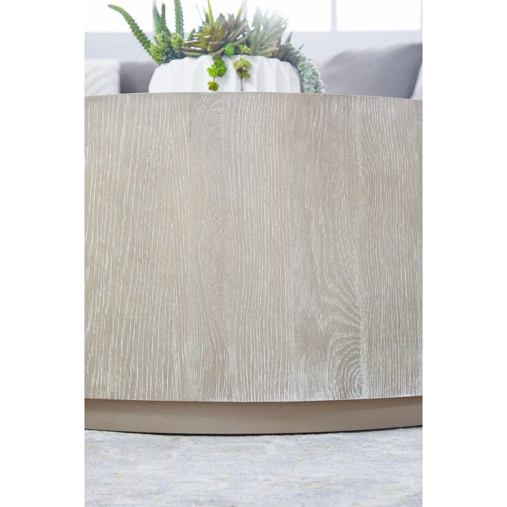 Essentials For Living Roto Large Coffee Table ~ Natural Gray Oak, Brushed Silver