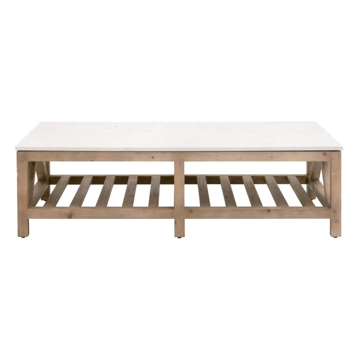 Essentials For Living Spruce Coffee Table ~ Smoke Gray Pine, White Quartz
