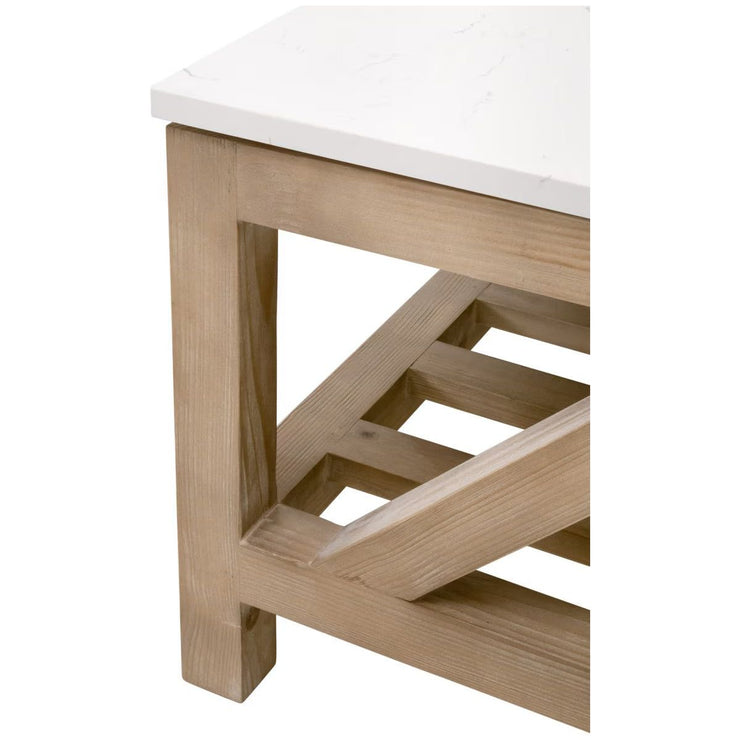 Essentials For Living Spruce Coffee Table ~ Smoke Gray Pine, White Quartz