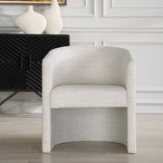 Uttermost Encompass White Boucle Barrel Back Dining Chair