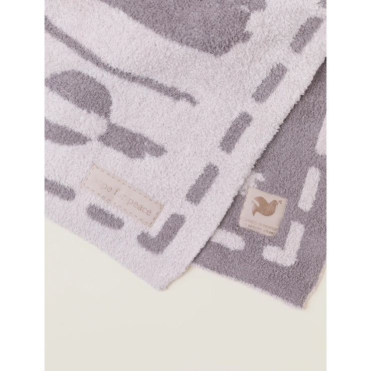Barefoot Dreams CozyChic Covered in Prayer Throw Blanket ~ Stone and Beachrock Hope For Peace