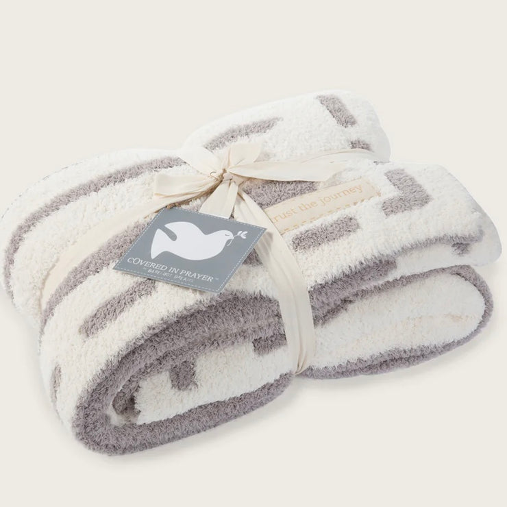 Barefoot Dreams CozyChic Covered in Prayer Throw Blanket ~ Cream and Linen Trust the Journey