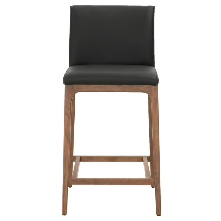 Essentials For Living Alex Counter Stool ~ Sable Top Grain Leather With Walnut Wood Frame