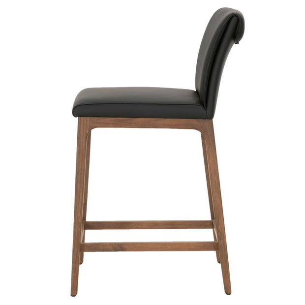 Essentials For Living Alex Counter Stool ~ Sable Top Grain Leather With Walnut Wood Frame