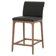 Essentials For Living Alex Counter Stool ~ Sable Top Grain Leather With Walnut Wood Frame