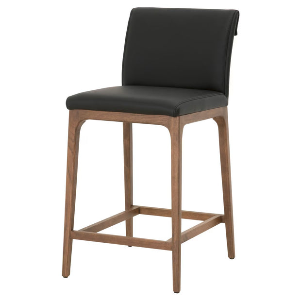 Essentials For Living Alex Counter Stool ~ Sable Top Grain Leather With Walnut Wood Frame