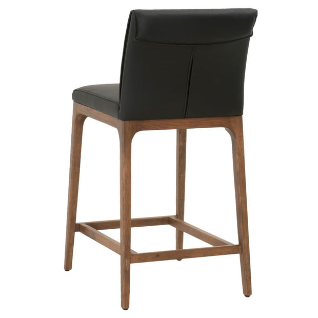 Essentials For Living Alex Counter Stool ~ Sable Top Grain Leather With Walnut Wood Frame