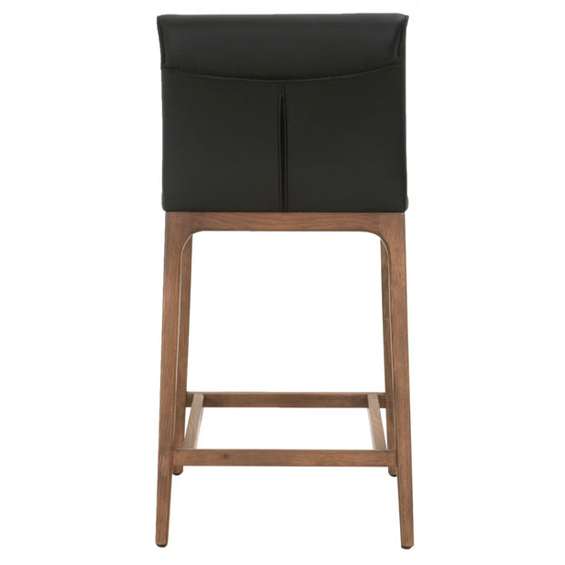 Essentials For Living Alex Counter Stool ~ Sable Top Grain Leather With Walnut Wood Frame