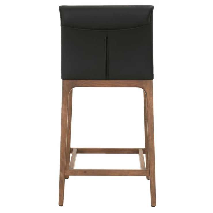 Essentials For Living Alex Counter Stool ~ Sable Top Grain Leather With Walnut Wood Frame