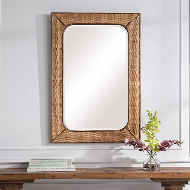 Uttermost Tahiti Woven Rattan Warm Maple Stain Mirror