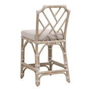Essentials For Living Bayview Counter Stool ~ Taupe & White Flat Rope, Performance Pumice Fabric With Natural Gray Mahogany Frame