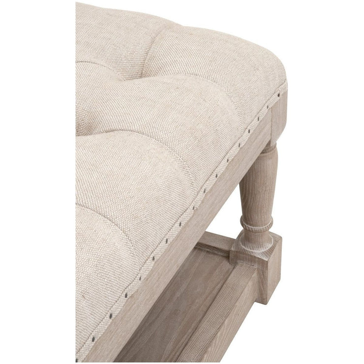 Essentials For Living Townsend Tufted Upholstered Coffee Table ~ Performance Bisque French Linen, Natural Gray Ash
