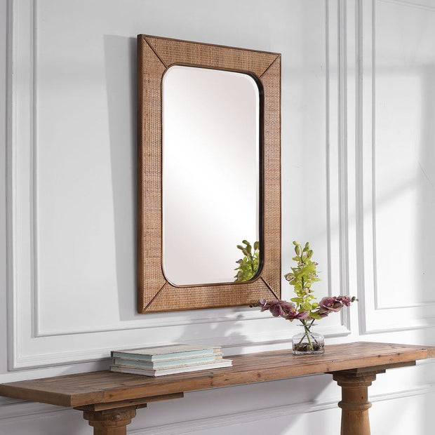 Uttermost Tahiti Woven Rattan Warm Maple Stain Mirror