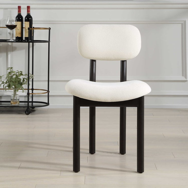 Uttermost Sculpt White Unholstered Fabric Set of 2 Dining Chairs