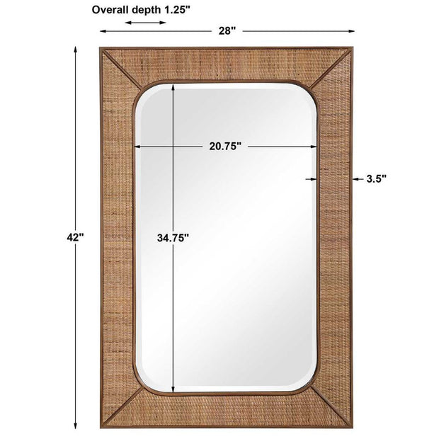 Uttermost Tahiti Woven Rattan Warm Maple Stain Mirror