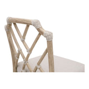 Essentials For Living Bayview Counter Stool ~ Taupe & White Flat Rope, Performance Pumice Fabric With Natural Gray Mahogany Frame
