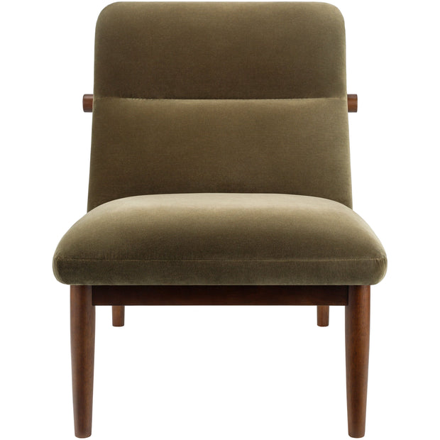 Surya Marsick Modern Olive Green Armless Accent Chair With Wood Legs