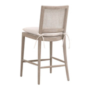 Essentials For Living Blume Counter Stool ~ Textured Cream Linen Fabric With Natural Gray Oak & Cane Frame