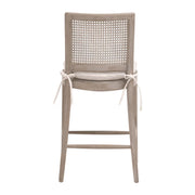 Essentials For Living Blume Counter Stool ~ Textured Cream Linen Fabric With Natural Gray Oak & Cane Frame