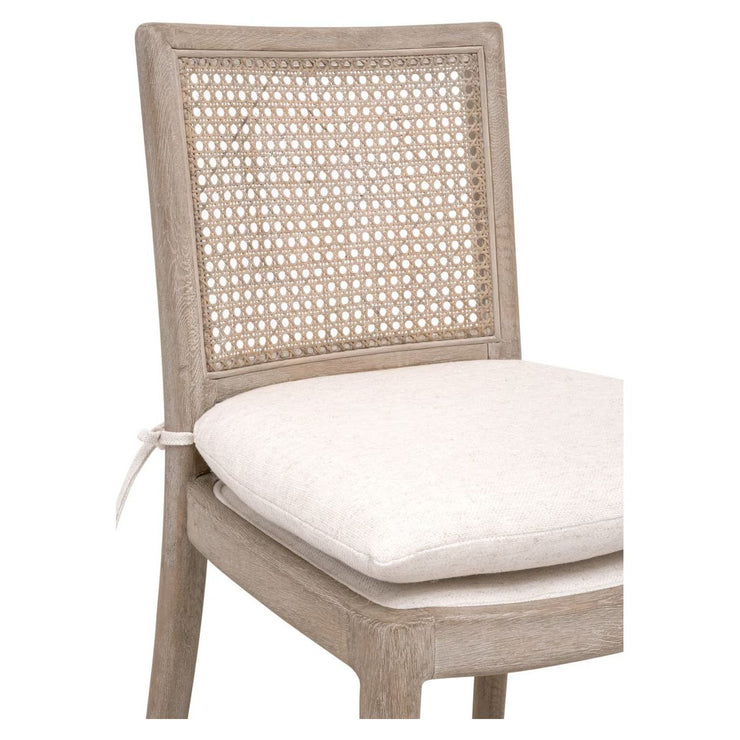 Essentials For Living Blume Counter Stool ~ Textured Cream Linen Fabric With Natural Gray Oak & Cane Frame