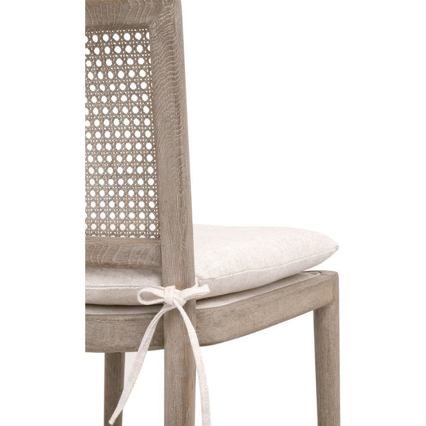 Essentials For Living Blume Counter Stool ~ Textured Cream Linen Fabric With Natural Gray Oak & Cane Frame