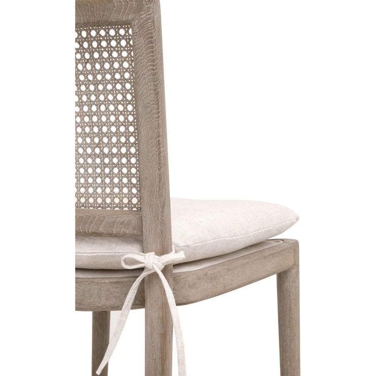 Essentials For Living Blume Counter Stool ~ Textured Cream Linen Fabric With Natural Gray Oak & Cane Frame